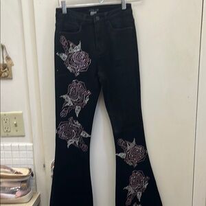 VENUS Black Jeans With Rhinestone Detail . Size 2